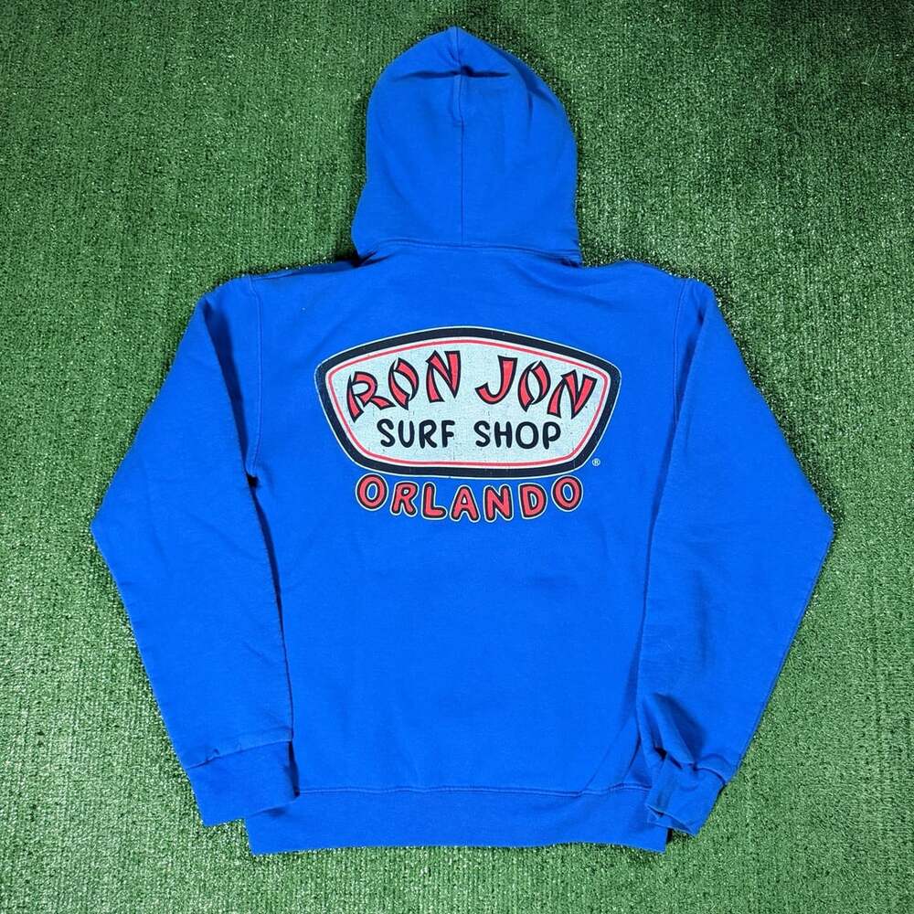 Y2K Ron Jon Surf Shop Orlando Pullover Hoodie Blue Small